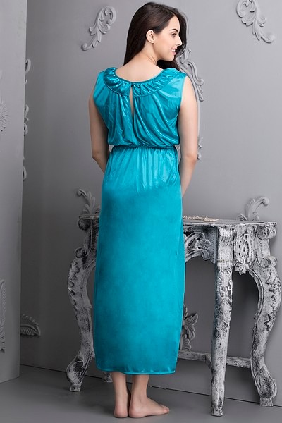 Buy 7 Pcs Nightwear Set in Blue - Satin Online India, Best Prices, COD -  Clovia - NS0753P03