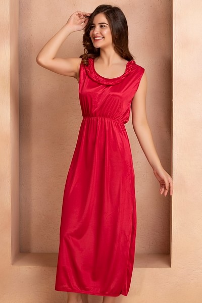 Buy 7 Pc Nightwear Set in Pink- Satin Online India, Best Prices, COD -  Clovia - NS0753P14
