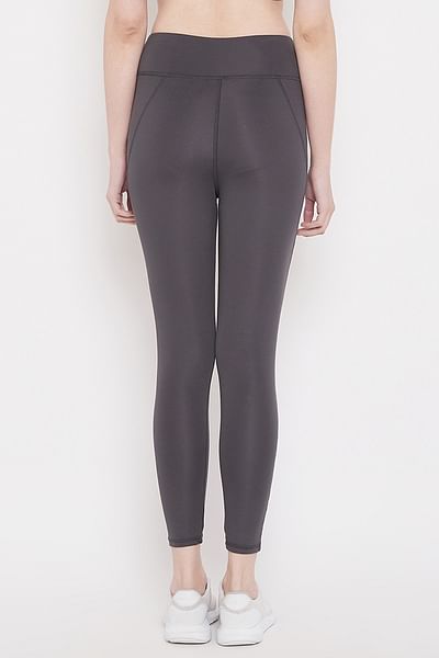 Mesh Panel Sports Leggings - Black