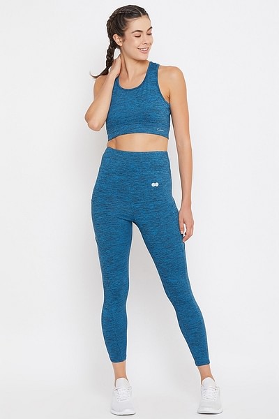 Buy Snug Fit Active Ankle-Length Tights in Blue Online India, Best