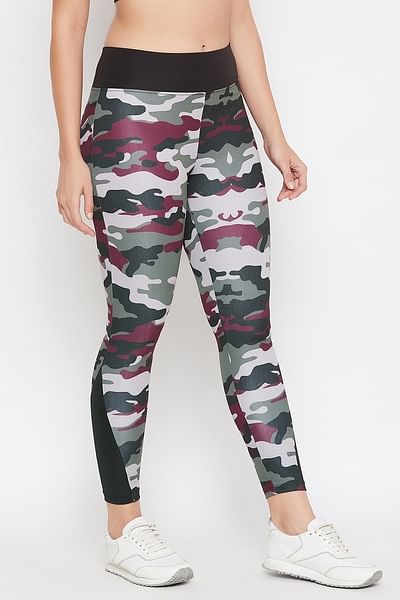 Snug Fit Active Camouflage Print Ankle-Length Tights in