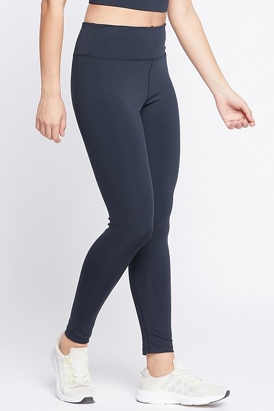 Buy Snug Fit Active High-Rise Ankle-Length Tights in Navy Online