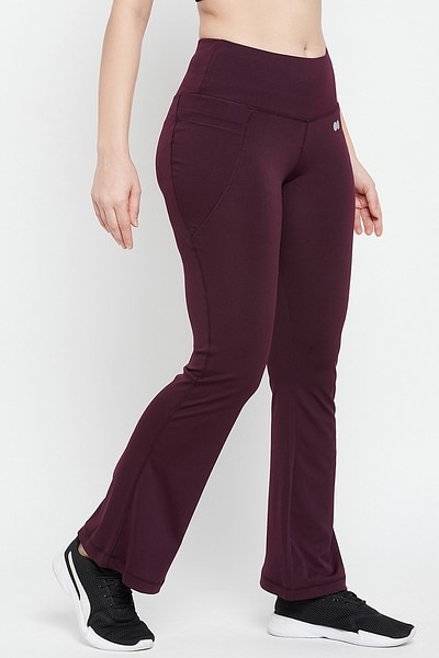 Buy Comfort Fit High-Rise Flared Yoga Pants in Navy with Side Pockets  Online India, Best Prices, COD - Clovia - AB0114P08