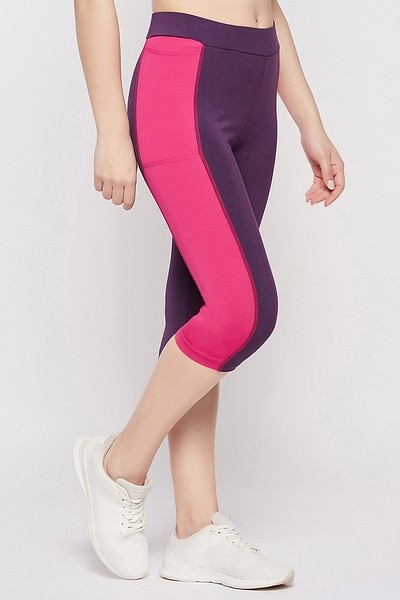 Buy High-Rise Active Capri in Violet with Side Pockets Online India, Best  Prices, COD - Clovia - AB0093P15