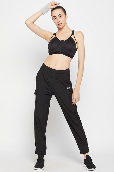 Buy Cargo Style Active Track Pants in Black Online India, Best