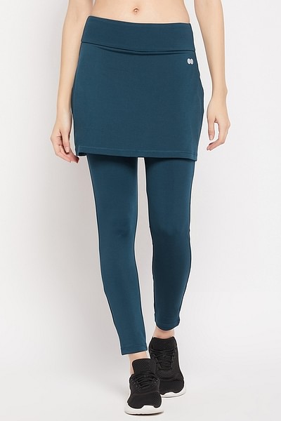 Buy Snug-Fit High Rise Active Skirt with Attached Tights in Teal Blue Online  India, Best Prices, COD - Clovia - AB0117P36