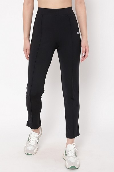 Buy Snug Fit High-Rise Active Straight Pants in Black Online India, Best  Prices, COD - Clovia - AB0051P13
