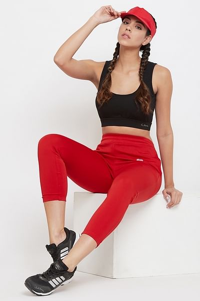 Activewear Ankle Length Tights in Red ( Size M, Size L