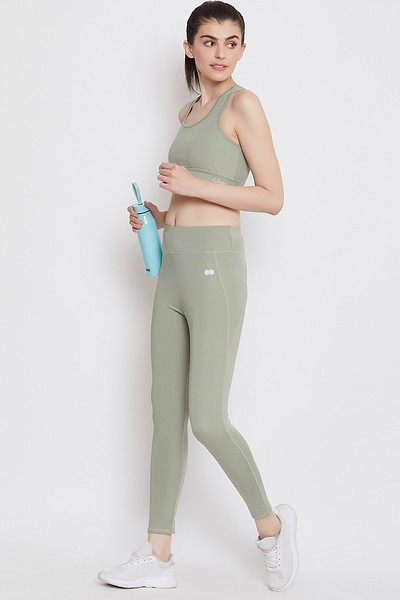 Buy Activewear Ankle Length Tights in Sage Green Online India