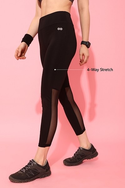 Buy Activewear Ankle Length Tights in Black Online India, Best
