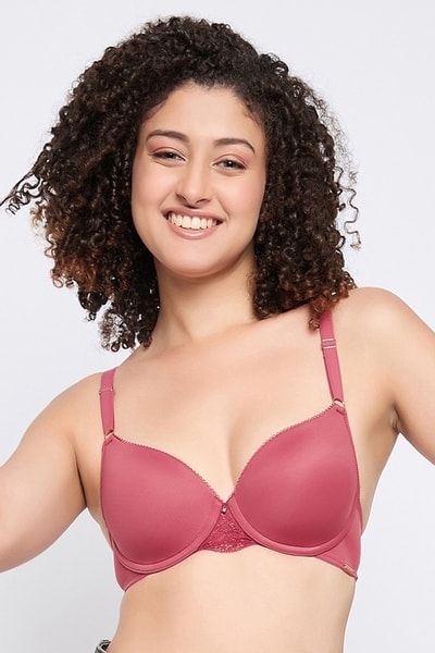 Buy Amante- Fantasy Back Solid Padded Wired Lace Bra Autumn Rose