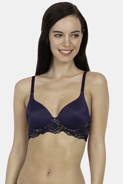 Buy Amante- Lace Legacy Padded Wired Lace Full Cover T-shirt Bra - Midnight  Online India, Best Prices, COD - Clovia - BR7380108