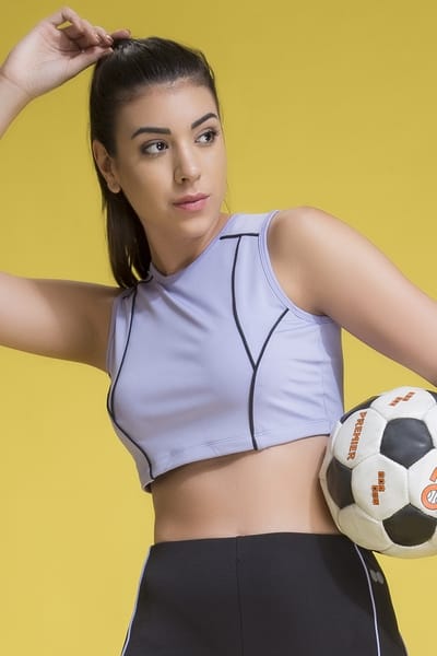 Comfort-Fit Active Crop Top in Lilac