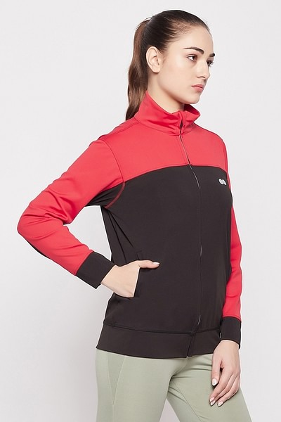 Buy online Women Red Polyester Active Wear Jacket from jackets and blazers  and coats for Women by Clovia for ₹719 at 74% off