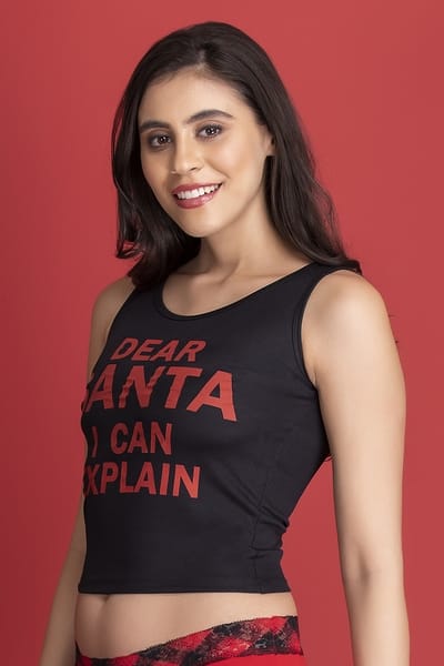 Buy Text Print Active Tank Top in Black Online - Clovia