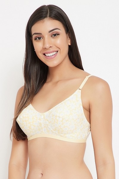 Buy Non-Padded Non-Wired Full Figure Printed Bra in Lemon Yellow Online  India, Best Prices, COD - Clovia - BR2427A02
