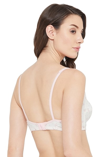 Buy Non-Padded Non-Wired Floral Print Full-Figure M-Frame Bra in White -  Cotton Rich Online India, Best Prices, COD - Clovia - BR0185Y18