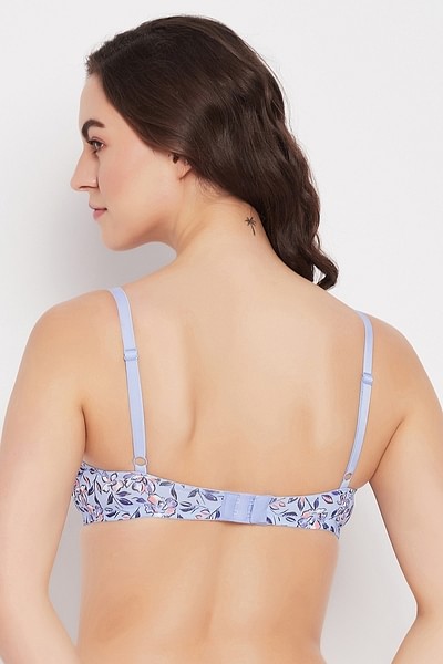 Buy Padded Non-Wired Full Cup Floral Print T-shirt Bra in Powder Blue  Online India, Best Prices, COD - Clovia - BR0935J03