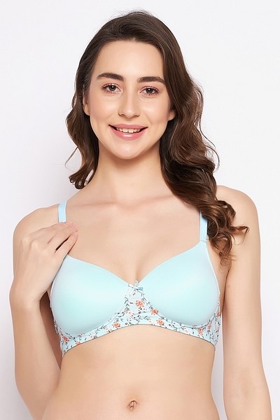 Buy Padded Non-Wired Full Cup T-shirt Bra in Sky Blue Online India, Best  Prices, COD - Clovia - BR2313P03