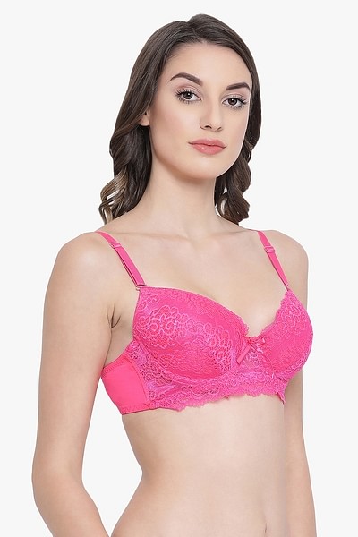 Buy CLOVIA Pink Womens Padded Underwired Level 2 Push Up Multiway