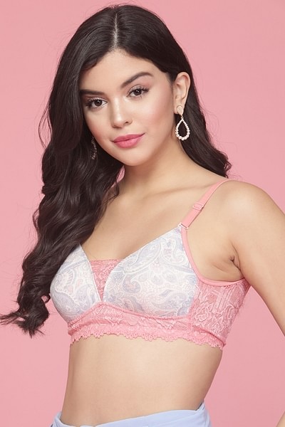 Buy Padded Non-Wired Full Cup Paisley Print Multiway Bralette in Baby Pink  - Lace Online India, Best Prices, COD - Clovia - BR2099R22