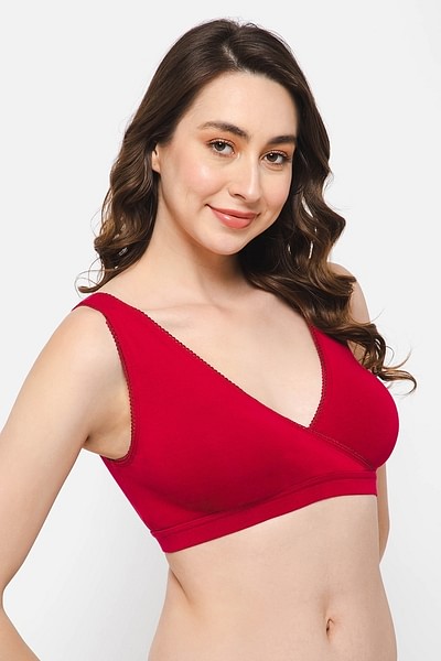 Buy Non-Padded Non-Wired Full Coverage Spacer Cup Feeding Bra in Pink -  Cotton Rich Online India, Best Prices, COD - Clovia - BR2085A14