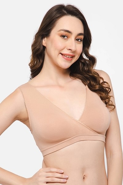 Buy Non-Padded Non-Wired Full Cup Slip-On Feeding Bra in Nude Colour -  Cotton Online India, Best Prices, COD - Clovia - BR2415A24