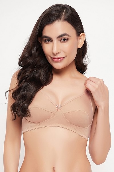 Buy Non-Padded Non-Wired Full Cup Bra in Nude Colour - Cotton