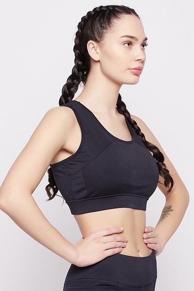 Buy Medium Impact Padded Racerback Active Sports Bra in Navy Online India,  Best Prices, COD - Clovia - BRS041A08
