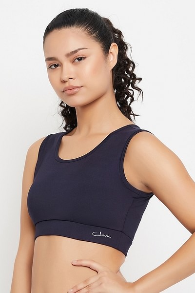 Buy Medium Impact Padded Active Sports Bra in Navy Online India, Best  Prices, COD - Clovia - BRS046D08
