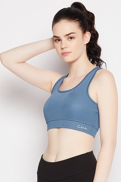 Buy Medium Impact Padded Printed Active Sports Bra in Royal Blue Online  India, Best Prices, COD - Clovia - BRS041P08