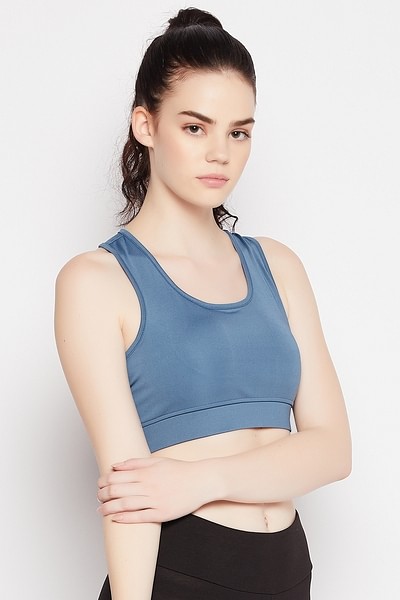 Buy Medium Impact Padded Printed Active Sports Bra in Royal Blue Online  India, Best Prices, COD - Clovia - BRS041P08