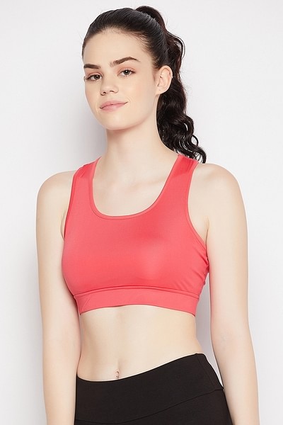 Buy Medium Impact Padded Seamless Sports Bra in Peach Colour with Removable  Cups Online India, Best Prices, COD - Clovia - BRS027R16