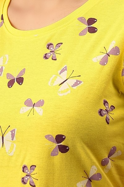 Buy Butterfly Print Top & Solid Shorts Set in Yellow - 100% Cotton Online  India, Best Prices, COD - Clovia - LS0555P02