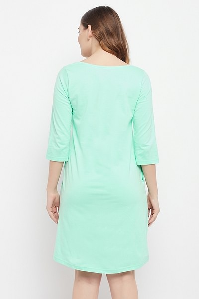 Buy Clovia Cotton Sleep Shirt - Green at Rs.652 online