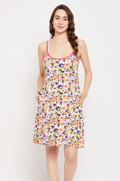 Buy NOZ2TOZ Women's Yellow Buti Print Cotton Nightwear Online at Best Price  | Distacart
