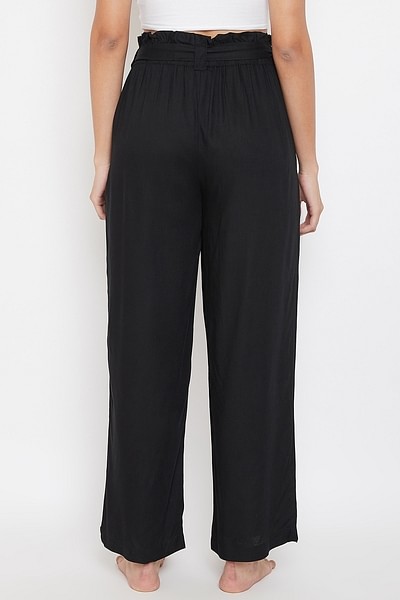 Buy Chic Basic Wide Leg Pants in Black - Rayon Online India, Best