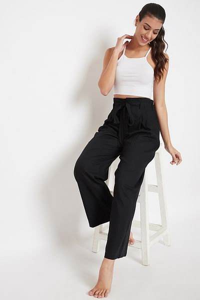 Chiclily Belted Wide Leg Pants for Women High Waisted Business Casual Palazzo  Pants Work Trousers Loose Flowy Summer Beach Lounge Pants with Pockets, US  Size Small in Black - Walmart.com