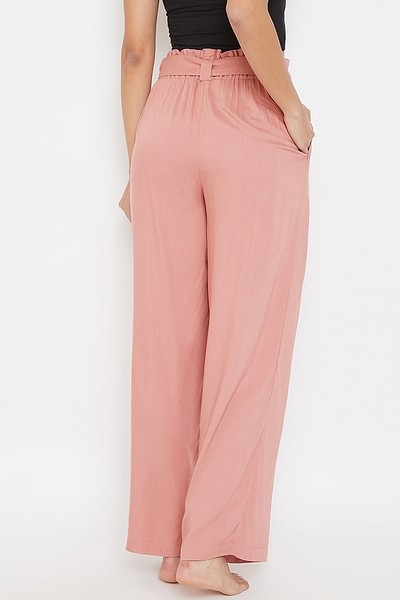 Buy Chic Basic Wide Leg Pants in Peach Pink - Rayon Online India, Best  Prices, COD - Clovia - LB0192P34