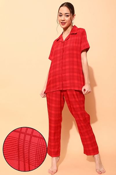 Red checked pyjamas womens hot sale