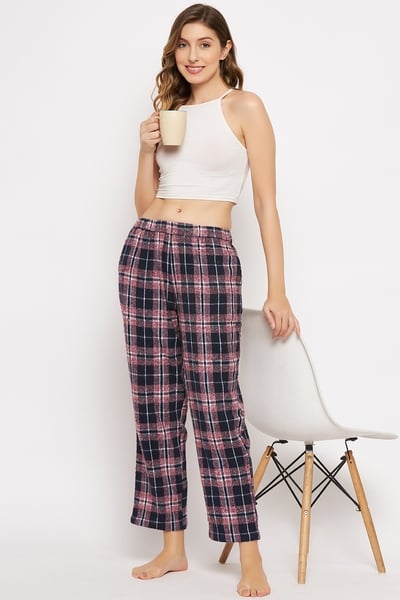 Buy Classic Checkered Pyjama in Navy - Cotswool Online - Clovia