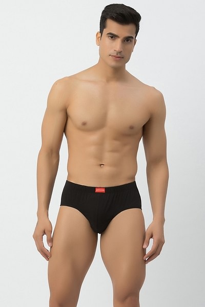 Buy John Players Classic Cotton Brief in Black with Inner Elastic