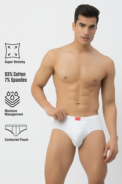 Buy John Players Classic Cotton Brief in White with Inner Elastic Online  India, Best Prices, COD - Clovia - JBF001M18