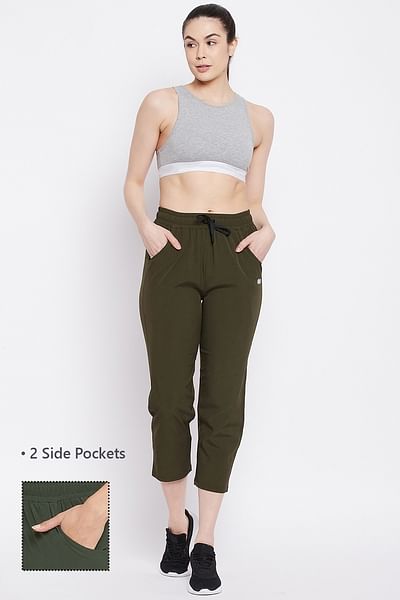 METTLE Women Olive-coloured Solid Joggers
