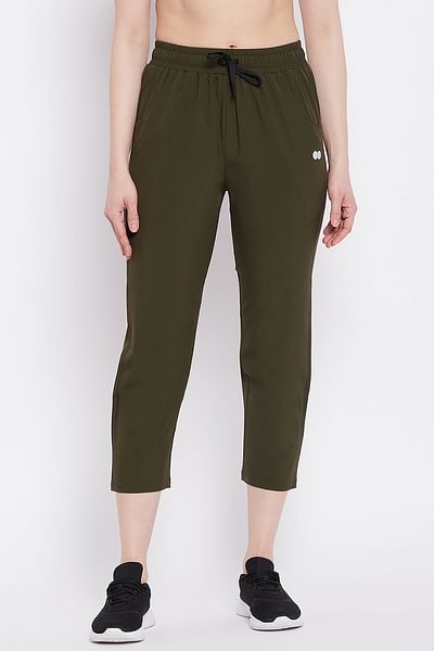 Buy Miss Chase Womens Olive Green Straight Jogger Pants online | Looksgud.in
