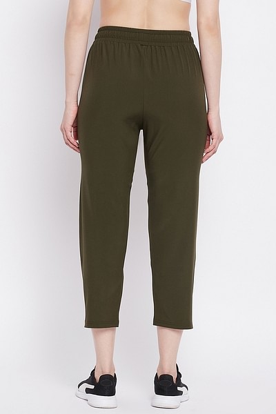 Buy Comfort Fit Active Joggers in Olive Green with Side Pockets