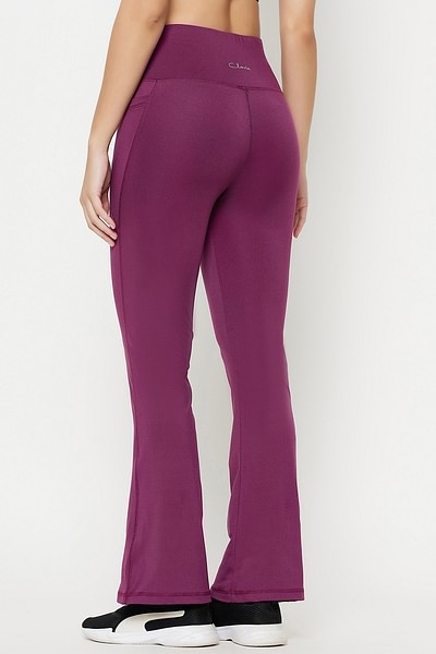 Buy Comfort Fit High Rise Flared Yoga Pants in Purple with Side Pockets  Online India, Best Prices, COD - Clovia - AB0119R15