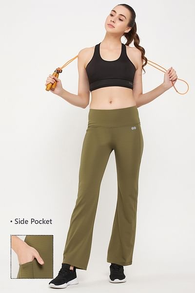 100 Polyester Casual Wear Women Olive Green Yoga Tights