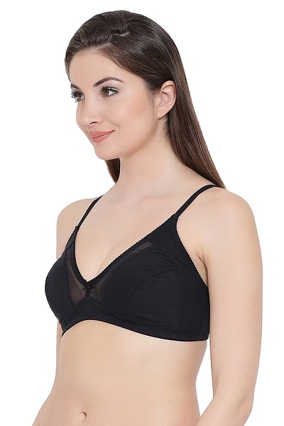 Buy Comfy Stretchable Cotton Bra In Black Online India, Best Prices, COD -  Clovia - BR0384P13
