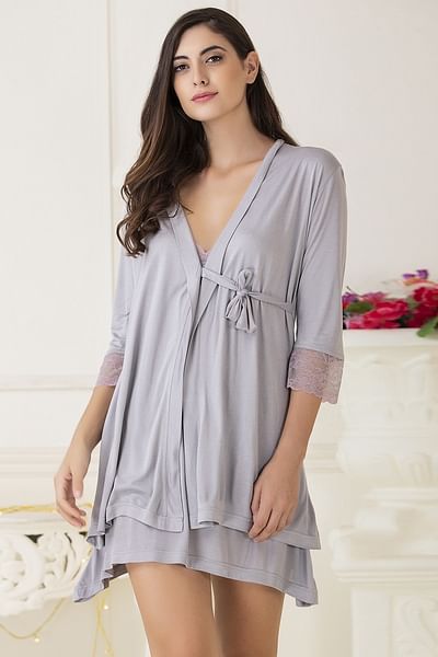 Cotton nighty sale with robe